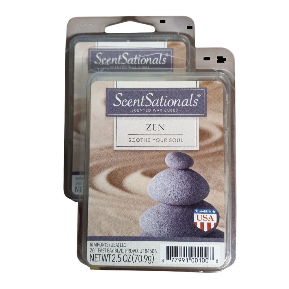 Scentsationals Zen Scented Wax Cubes 2 Pack 2.5 Oz Each USA Aromatherapy NEW